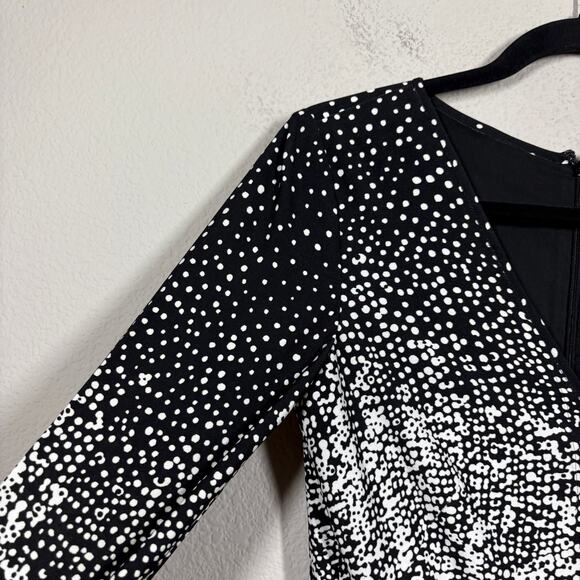 Tibi Womens Size 4 Polka Dot Midi Shift Dress Ombre V-Neck Hourglass Long Sleeve - Picture 3 of 9